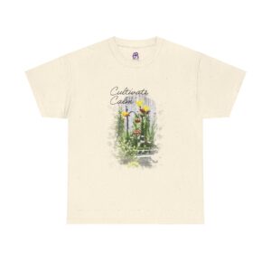 "cultivate calm" botanical unisex tee nature lover gift, casual wear, eco friendly apparel
